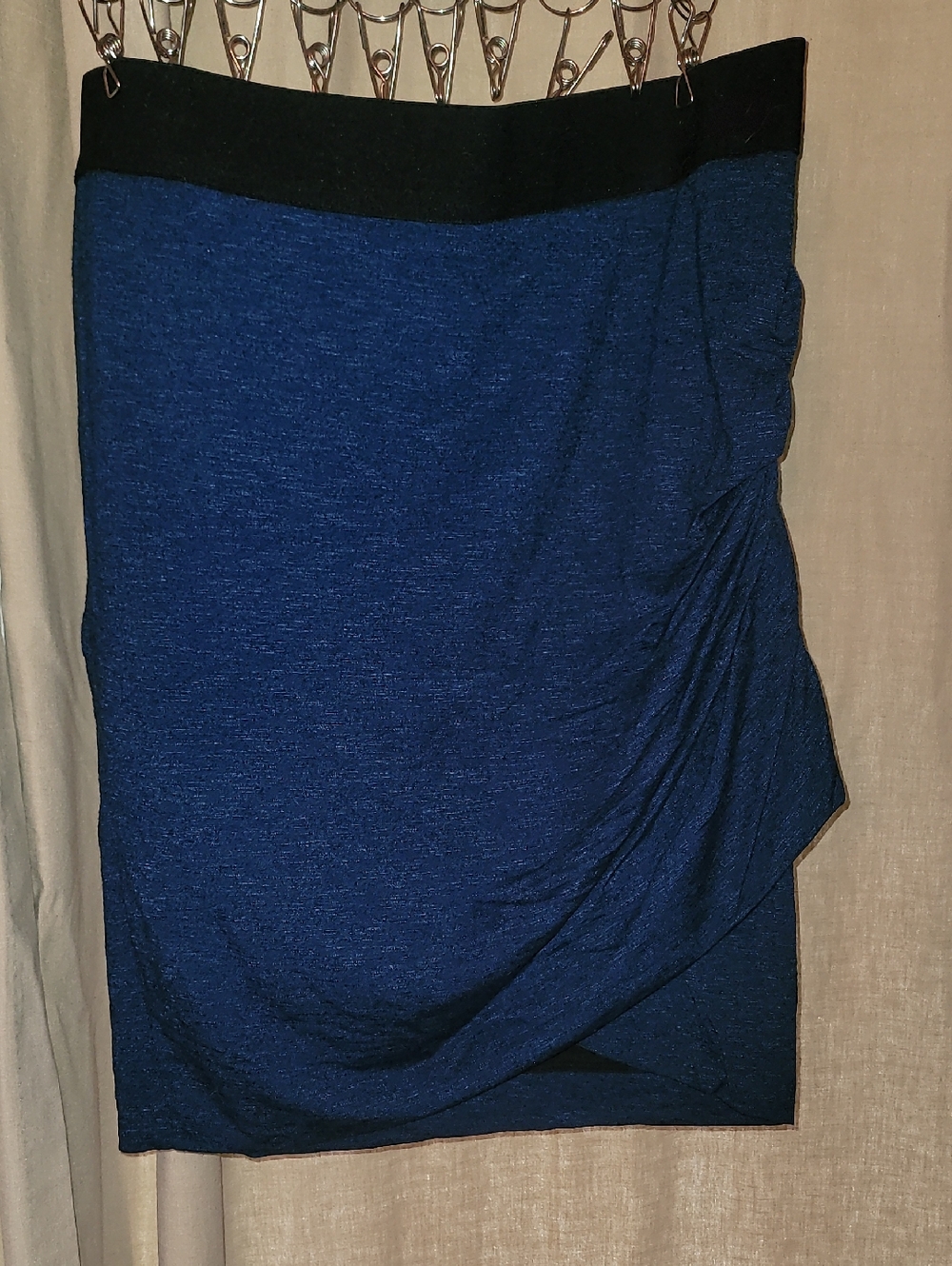 Express Blue Pencil Skirt with Black Waistband